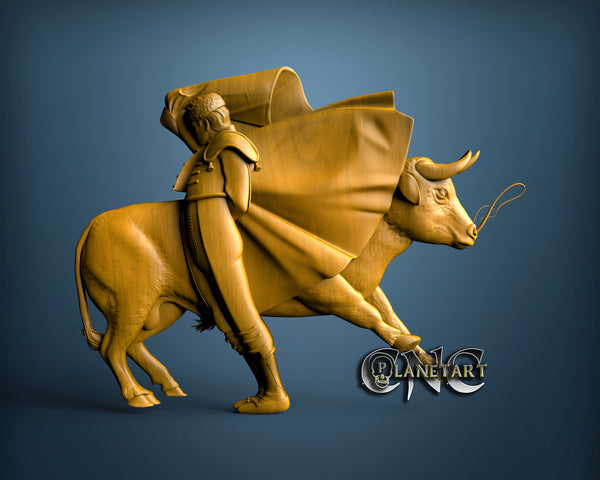 Torreador with Bull, 3D STL Model 15076