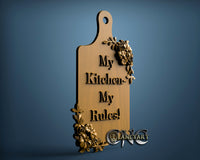 Kitchen Tray Sign, 3D STL Model 15110