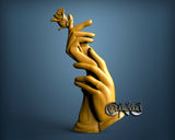 Hand Holding Rose, 3D STL Model 15120