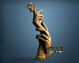 Hand Holding Rose, 3D STL Model 15120