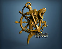 Shark & Anchor, 3D STL Model 15127