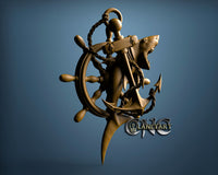 Shark & Anchor, 3D STL Model 15127