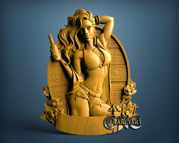 Beer Table Sign - Bikini Girl, 3D STL Model 15183