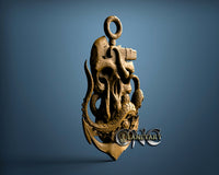 Octopus Skull & Anchor, 3D STL Model 15198