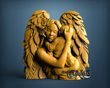 Mother Angel with Baby, 3D STL Model 15201