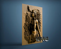 Indian Native American Woman with Wolf, 3D STL Model 15206