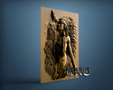 Indian Native American Woman with Wolf, 3D STL Model 15206