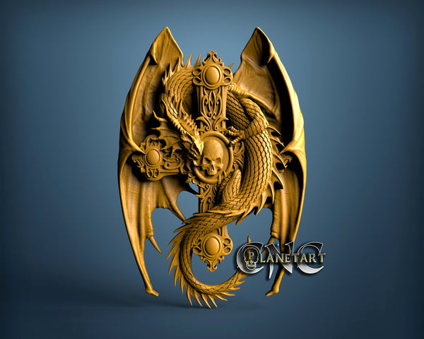 Dragon & Cross, 3D STL Model 15233