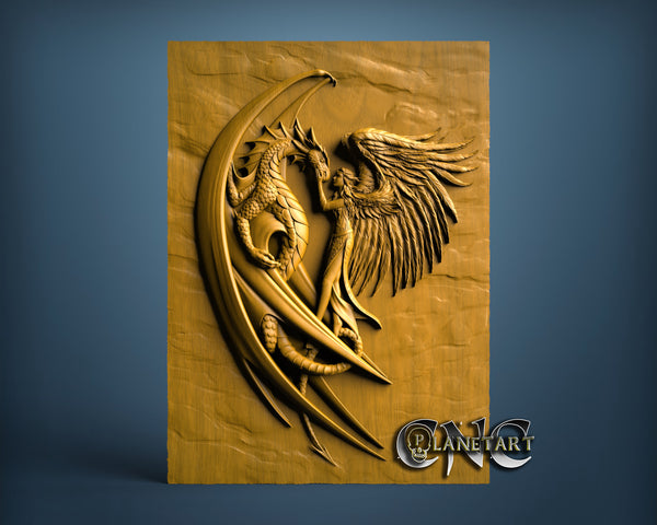 Woman and Dragon, 3D STL Model 15276