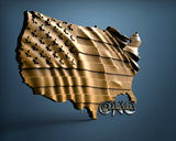 USA Flag Map, 3D STL Model 15300