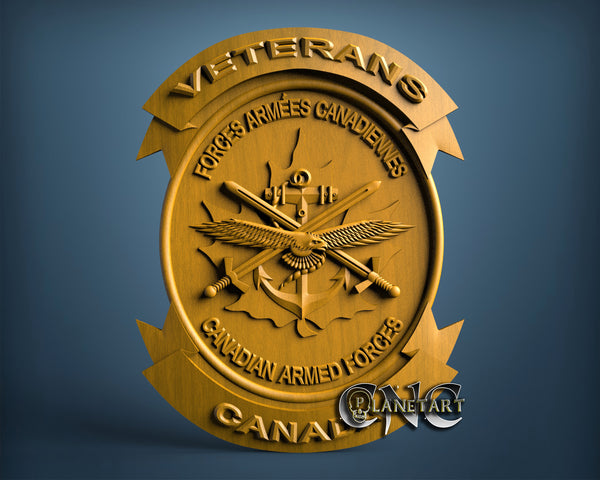 Canadian Army Veterans Badge, 3D STL Model 15306