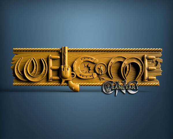 Western Welcome Sign, 3D STL Model 15319