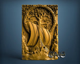 Viking & Celtic Tree and ship, 3D STL Model 15337