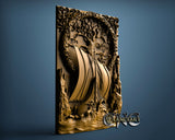 Viking & Celtic Tree and ship, 3D STL Model 15337