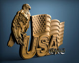 USA Eagle Flag, 3D STL Model 15351