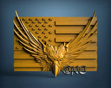 USA Flag & Eagle, 3D STL Model 15427