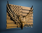 USA Flag & Eagle, 3D STL Model 15427