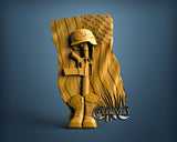 Fallen USA Soldier, 3D STL Model 15432