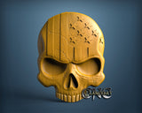 USA Half Skull, 3D STL Model 15434
