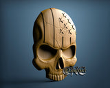 USA Half Skull, 3D STL Model 15434
