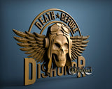 Death Before Dishonor Skull, 3D STL Model 15445