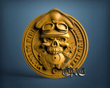 Biker Medallion Skull, 3D STL Model 15451