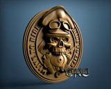 Biker Medallion Skull, 3D STL Model 15451