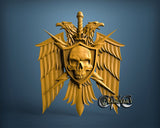Biker Skull & Eagle, 3D STL Model 15458