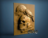 Skull & Crow, 3D STL Model 15464