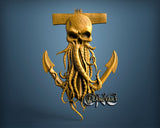 Octopus Skull & Anchor, 3D STL Model 15469