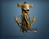 Octopus Skull & Anchor, 3D STL Model 15469