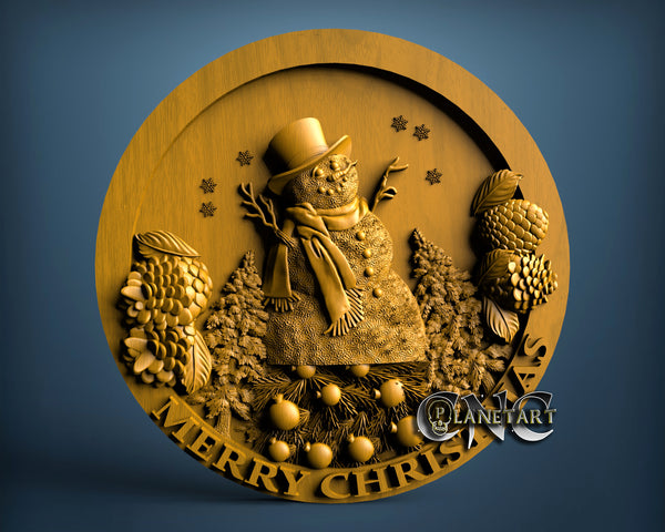 Merry Christmas Snowman, 3D STL Model 7045