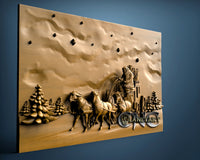 Santa with Horses, 3D STL Model 7066