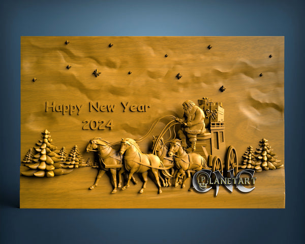 Happy New Year 2024, 3D STL Model 7066 v2