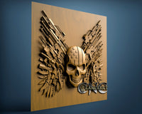 USA Skull with Guns V2 3D STL Model 7080