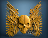 USA Skull and Guns,  3D STL Model 7080