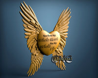 Heart Wing with Text, 3D STL Model 7083