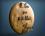 Moon with text for Love, 3D STL Model 7085