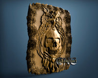 Owl Skull in Wood, 3D STL Model 7095