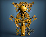 Skull Viking Cross V2, 3D STL Model  7125