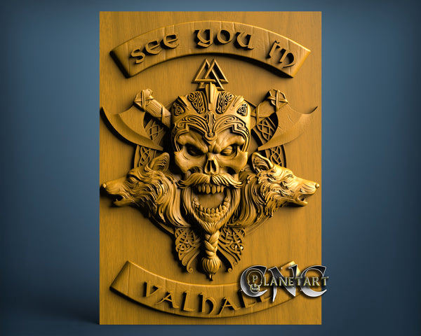 Viking Skull See in Valhalla, 3D STL Model 7138