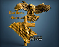 God Bless America -Eagle USA Flag, 3D STL Model 7206