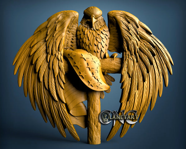 Eagle USA Flag & Cross, 3D STL Model 7207