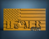 USA Flag Home, 3D STL Model 7208