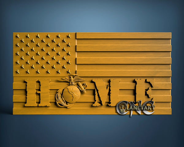 USA Flag Home, 3D STL Model 7208