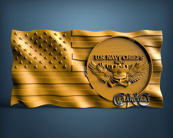 USA Flag Navy Chiefs, 3D STL Model 7209