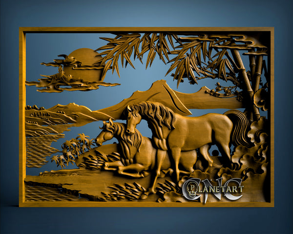 Horses, 3D STL Model 0741