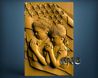 Praying Kids, God Bless America, 3D STL Model 10003