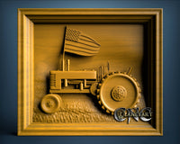 Tractor with USA Flag, 3D STL Model 10027