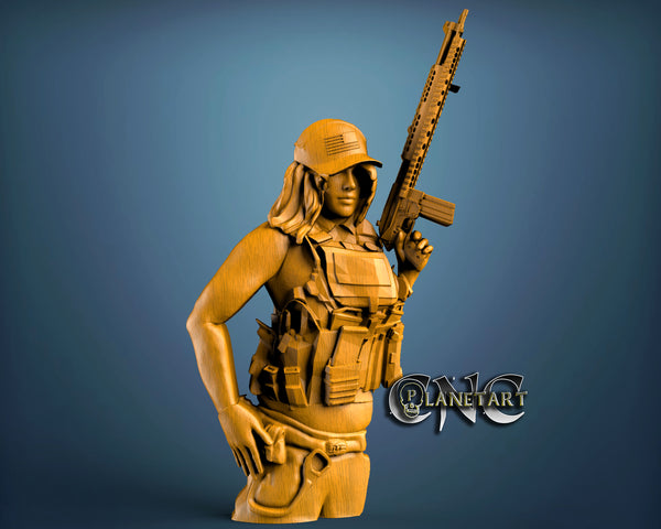 Soldier Girl, 3D STL Model 10042